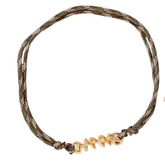 New Zara Chic Gold and Olive Modern Cord Necklace - Picture 5 of 10
